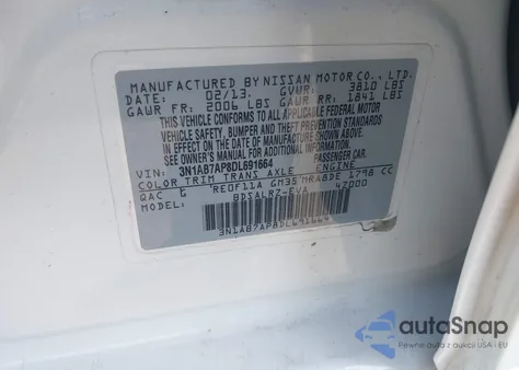 2013 Nissan Sentra Sr из США, поврежденный, VIN 3N1AB7AP8DL691664